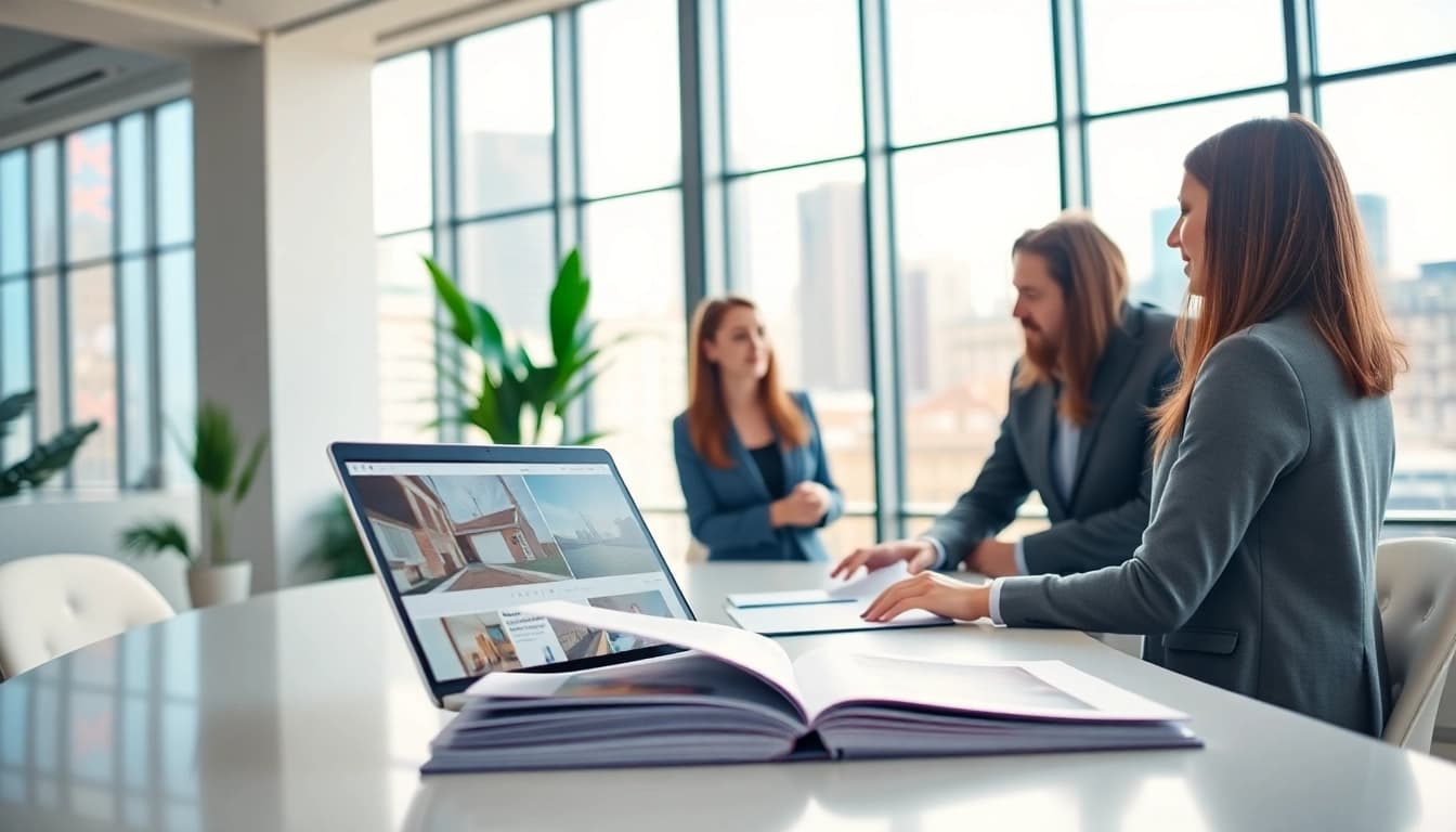 Immobilienmakler Frankfurt Eckenheim berät Kunden in einem modernen Büro.