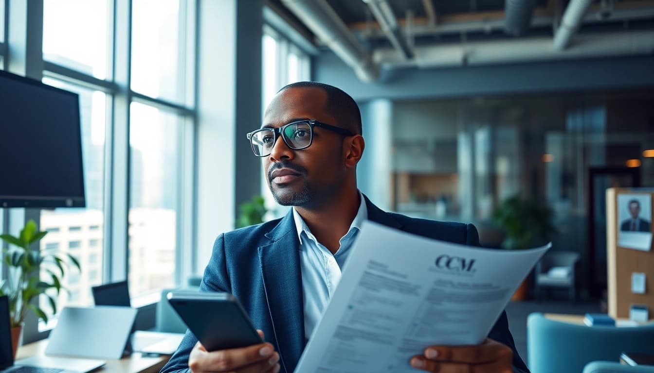Headhunter Schweiz evaluiert Bewerbungen in einem modernen Büro mit professioneller Stimmung.