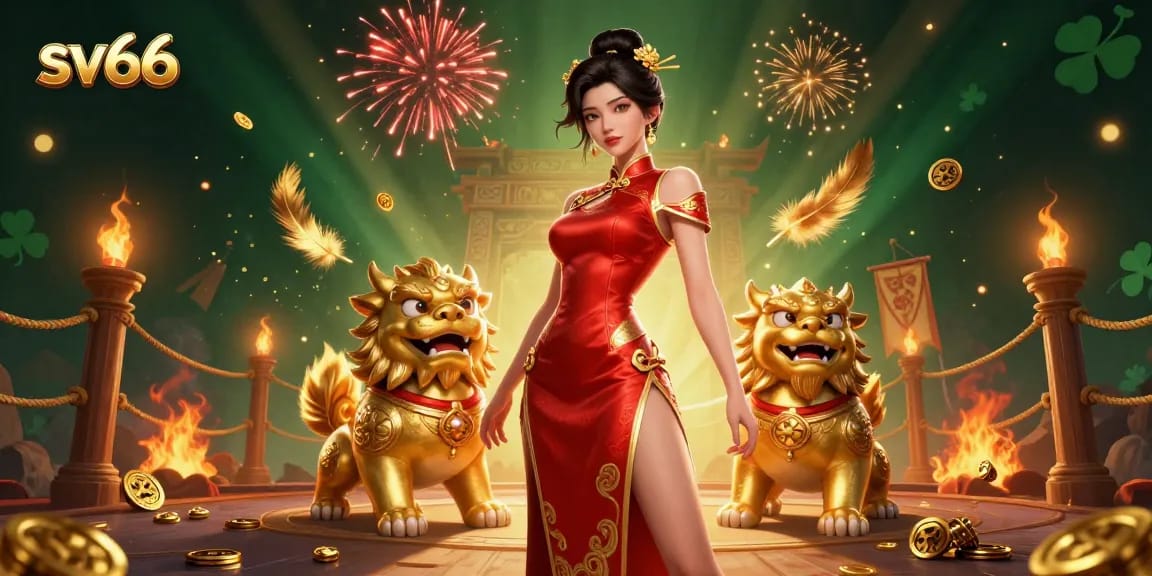 Engage in thrilling gaming at sv66 with colorful fireworks and vibrant Asian characters.