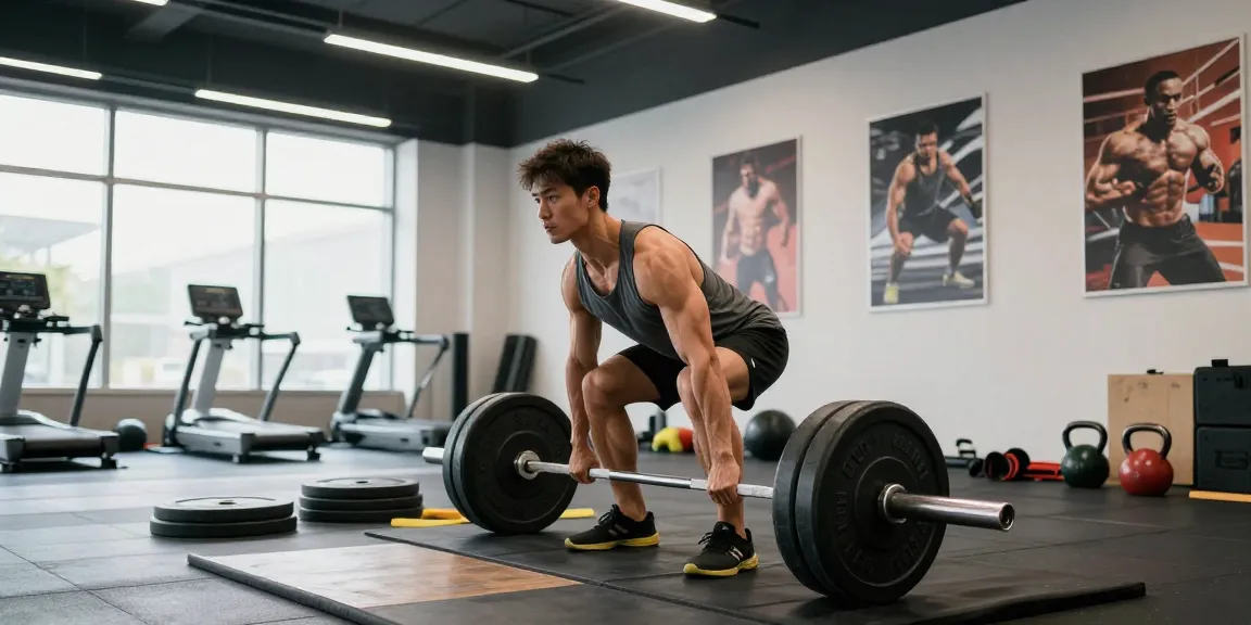 Anabolika Shop - Bodybuilder beim Krafttraining im Fitnessstudio mit intensiver Stimmung