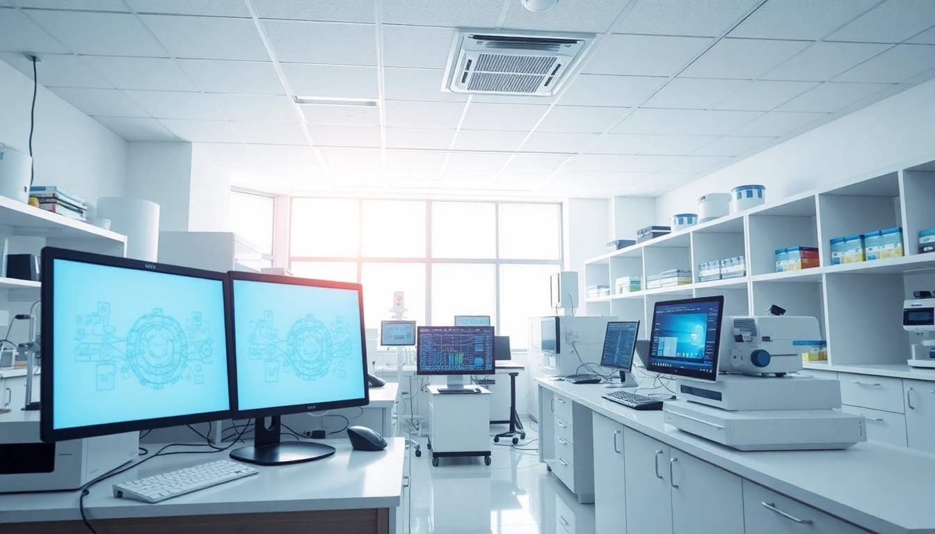 Digitale Loesungen in einem modernen Labor mit innovativen Technologien.