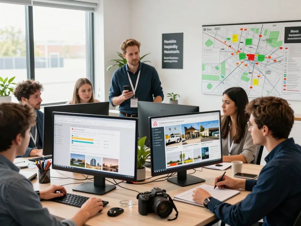 Expert Airbnb management in Slough with a dedicated team strategizing listings and maximizing revenue.