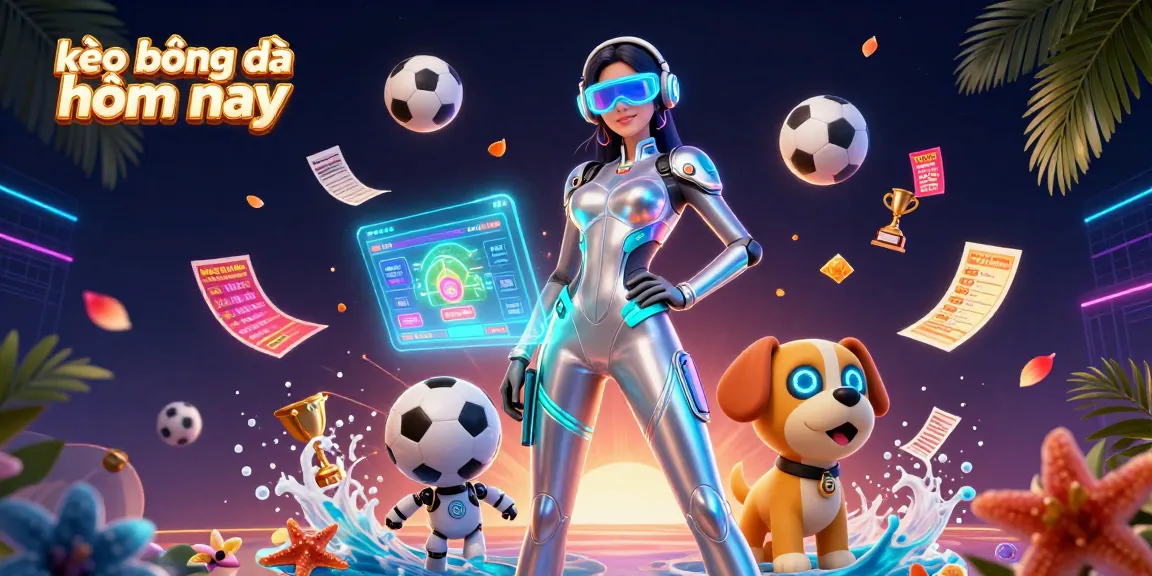 Engage in the excitement of kèo bóng đá hôm nay with dynamic betting scenes featuring sports elements.