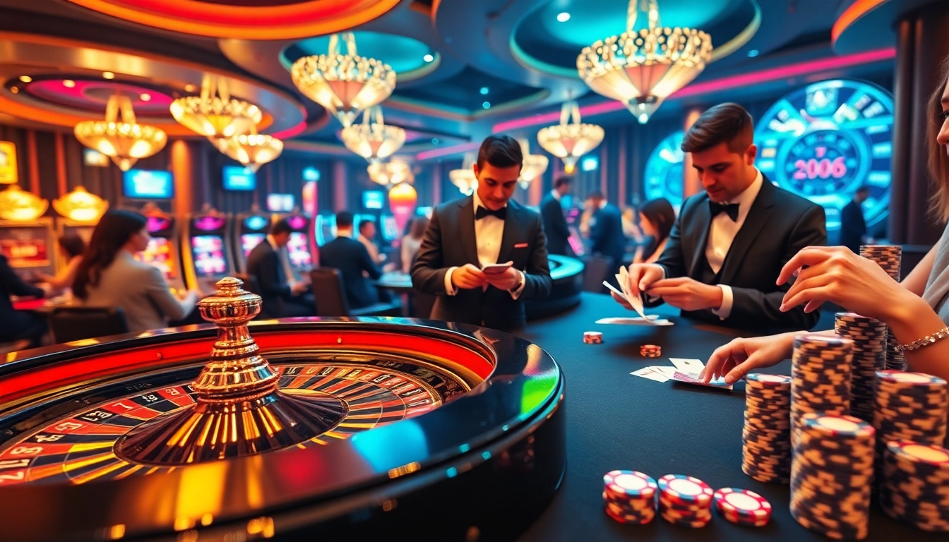 Players winning at a luxurious casino featuring the 7m excitement of roulette and poker.