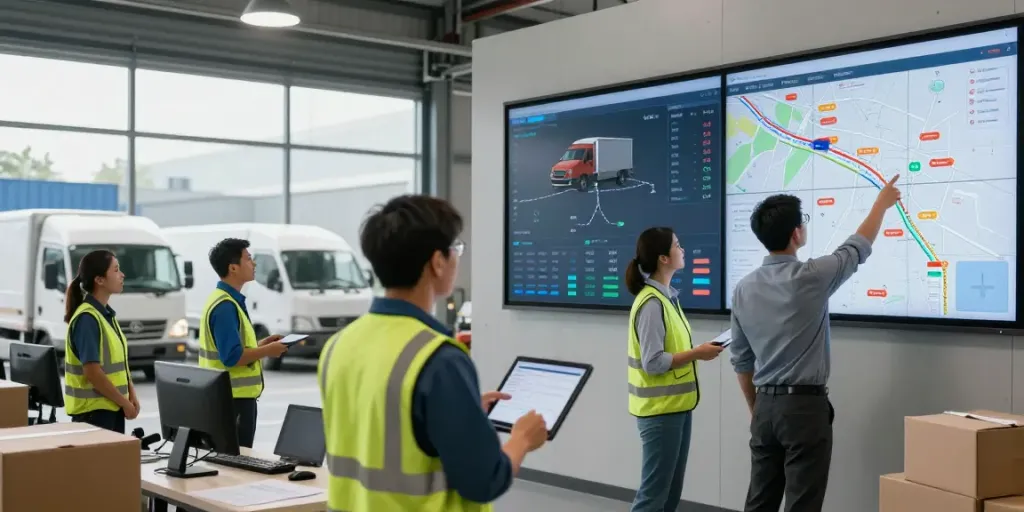 Speditionsfirma in Stuttgart bei der effizienten Abwicklung von Transporten mit modernem Logistikteam.