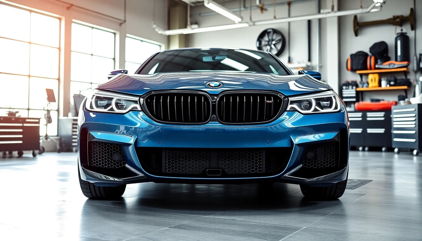 BMW Nachrüstung showcase in modern garage with advanced technology features.