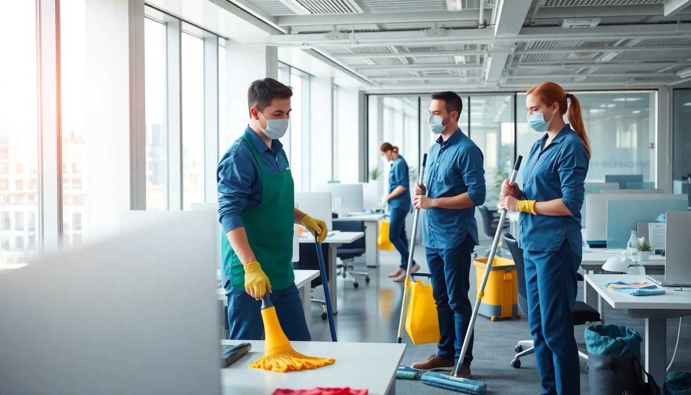 Efficient unterhaltsreinigung berlin in a bright office environment with a professional cleaning team.