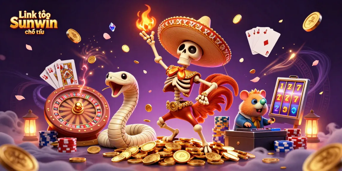 Experience the excitement with Link vào Sunwin chính thức in a vibrant 3D casino illustration.